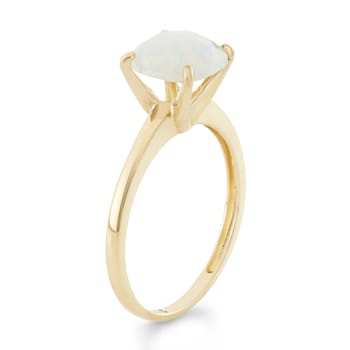 Square Cushion Lab Created Opal 10K Yellow Gold Ring 1.05ctw