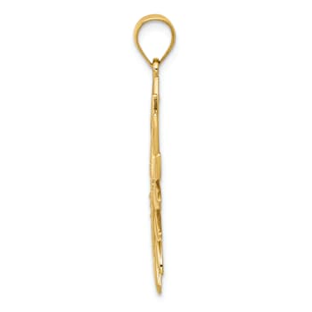 14k Yellow Gold Textured Filigree Sun Pendant