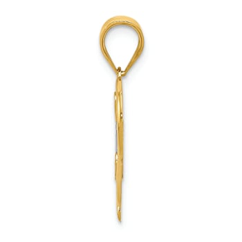 14K Two-tone Gold  Diamond-Cut Mom Heart Pendant