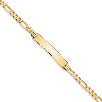 14k Yellow Gold Flat Figaro Link ID Bracelet