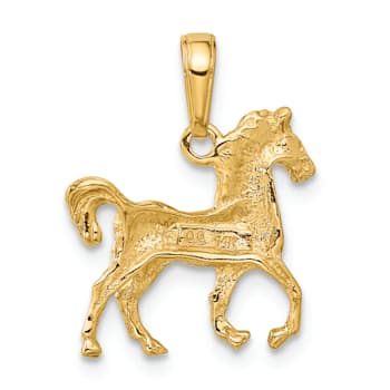 14K Yellow Gold Standing Horse Pendant
