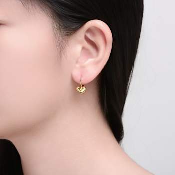 Heart Huggie Earrings In 14K Gold Over Brass