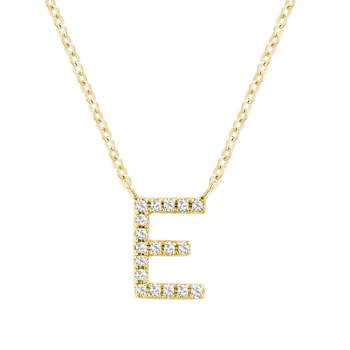 10K Yellow Gold Block Yellow Diamond Initial Letter E Pendant with
Yellow Gold Chain, 0.06ctw