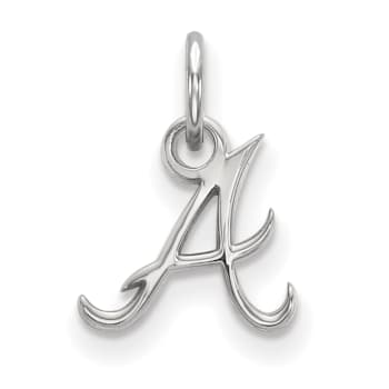Rhodium Over Sterling Silver MLB Atlanta Braves LogoArt Pendant