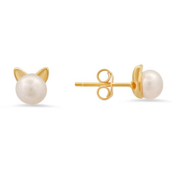 6mm Pink Cultured Freshwater Pearl 14k Yellow Gold Over Sterling Silver
Cat Earrings