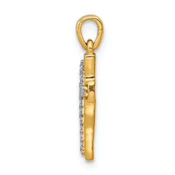 14K Two-tone Gold Diamond Cross Pendant