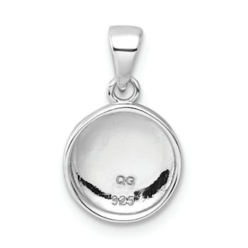 Rhodium Over Sterling Silver Polished Pink Enamel Heart Children's Pendant