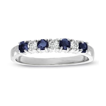 0.37ctw Sapphire and Diamond Band Ring in 14k White Gold