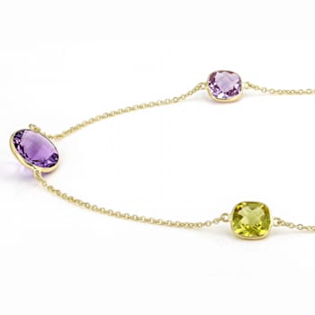 Multi-Gem 14k Yellow Gold 34" Necklace 40.08ctw