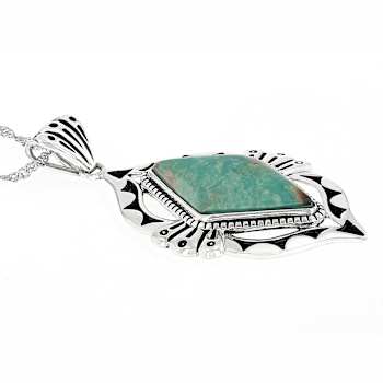 Kingman Green Turquoise Kite Pendant Necklace In Sterling Silver