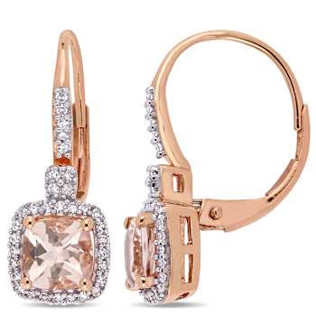 Morganite and Diamond 10K Pink Gold Earrings 1.29ctw