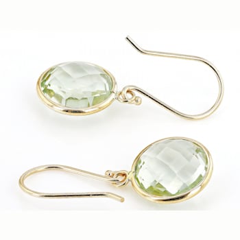 Green Prasiolite 14k Yellow Gold Dangle Earrings 8.00ctw