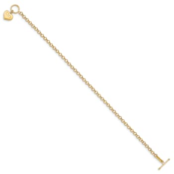 14K Yellow Gold Puffed Mom Heart Toggle Bracelet