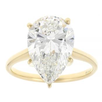 Lab-Grown Diamond Pear Shape Solitaire Ring In 14K Gold 5.00ct