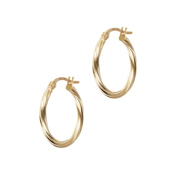 14K Yellow Gold 3/4" Twisted Round Hoop Earrings