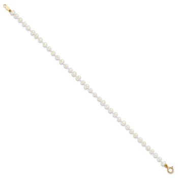 14k Yellow Gold Children's 3-4mm Egg Shape White Freshwater Cultured
Pearl Bracelet