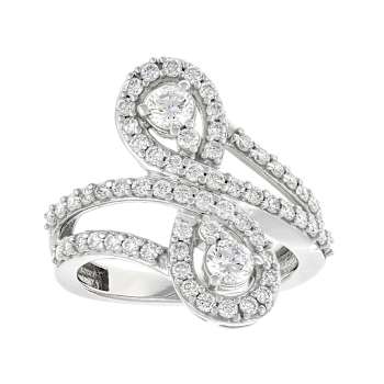 Contemporary Lab-Grown Diamond Bypass Ring 1.20ctw In Sterling Silver