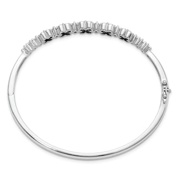 Rhodium Over 14K White Gold Lab Grown Diamond VS/SI GH, Lab Created
Emerald Bangle Bracelet 1.498ctw