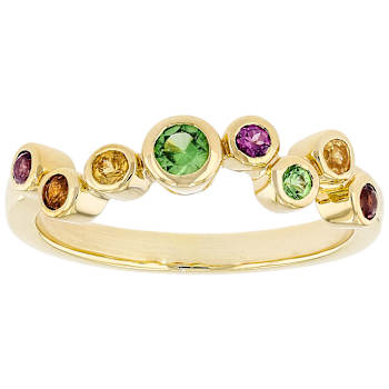 Multi Garnet Band Ring In 18K Gold Over Sterling Silver 0.43ctw