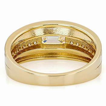 Diamond Simulant And Zircon Ring In 18K Gold Over Sterling Silver