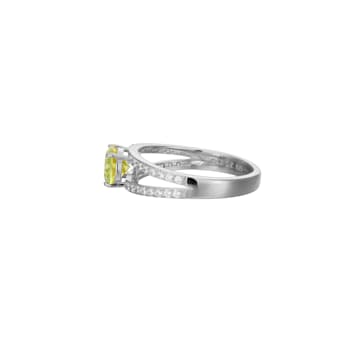 Green And White Cubic Zirconia Platinum Over Sterling Silver Ring 2.41ctw
