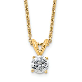 14K Yellow Gold 1/2 ct. 5.0mm Round G H I True Light Moissanite
Solitaire Pendant with Chain