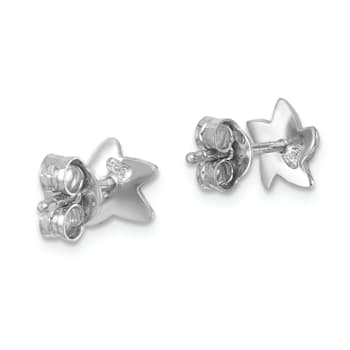 Rhodium Over Sterling Silver Polished Enameled Starfish Post Earrings