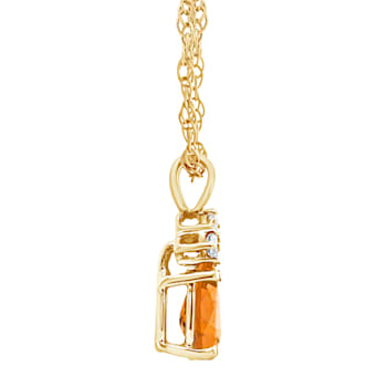 7x5mm Pear Shape Citrine with Diamond Accents 14k Yellow Gold Pendant
With Chain