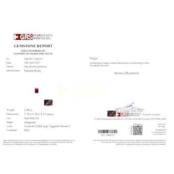Ruby 7.8x5.8mm Emerald Cut 1.99ct