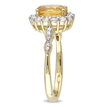 Citrine, White Topaz and Diamond 14K Yellow Gold 1.88ctw