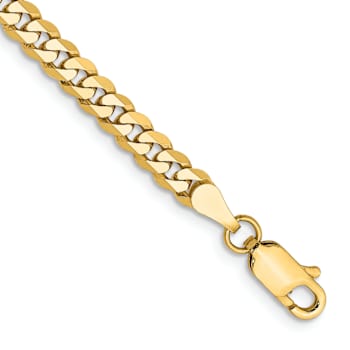 10k Yellow Gold 3.9mm Flat Beveled Curb Link Bracelet
