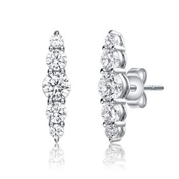 Five-Stone CZ Linear Drop Earrings In Sterling Silver