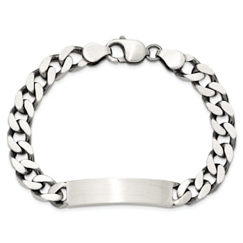 Sterling Silver Antiqued Curb Link ID Bracelet
