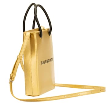 Balenciaga Gold Calfskin Leather Shopper Crossbody Bag