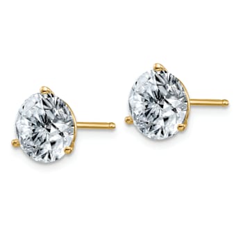 14K Yellow Gold 4ct. 8.00mm Round G H I True Light Moissanite Earrings