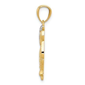 14K Two-tone Gold with Rhodium Owl Pendant