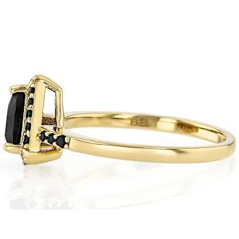 Black Spinel And White Diamond Band Ring In 18K Gold Over Sterling
Silver 1.74ctw