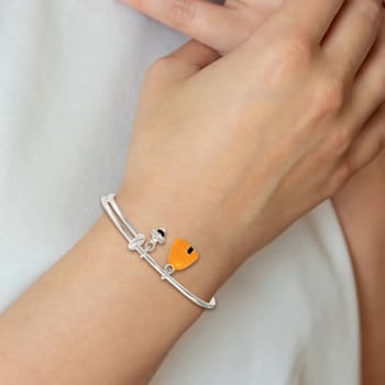 Sterling Silver Yellow and Black Enamel Bee and Beehive Children's Bangle
