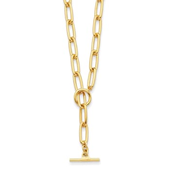 14K Yellow Gold Paperclip Y-drop 18-inch Toggle Necklace