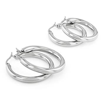 Silver-Tone Hoop Earring Set Of 2