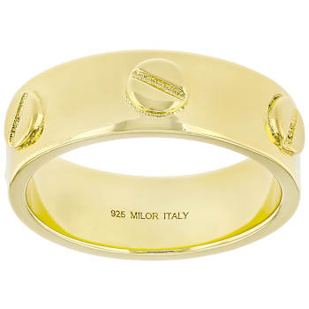 Nail Head Textured Band Ring In 18k Gold Over Sterling Silver