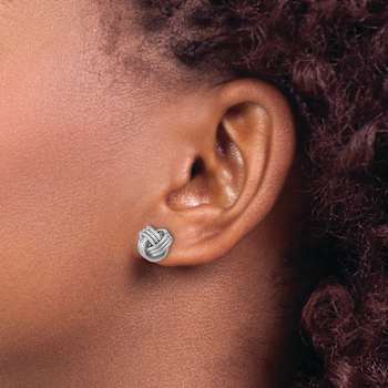 Rhodium Over 14k White Gold Polished 10mm Triple Love Knot Stud Earrings