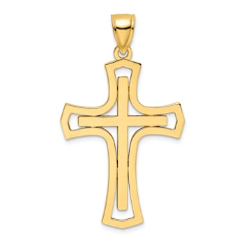 14k Yellow Gold Polished Cross Pendant