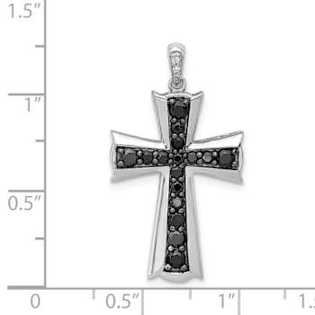 Rhodium Over 14K White Gold 5/8ct. Black Diamond Cross Pendant