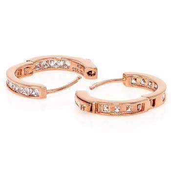 Princess-Cut CZ Hoop Earrings In Rose Gold Over Sterling Silver