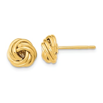 14k Yellow Gold Polished 9mm Love Knot Stud Earrings