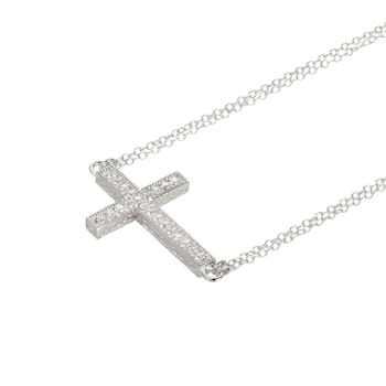 White Cubic Zirconia Platineve® Cross Necklace 1.11ctw