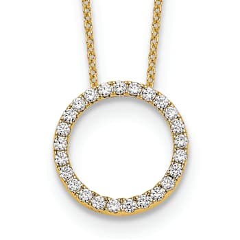 10k Yellow Gold 0.5 ctw Diamond Circle Pendant with 18 inch Cable Chain