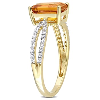 Madeira Citrine and Diamond 14K Yellow Gold Ring 1.7ctw