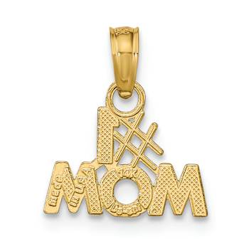 14k Yellow Gold Polished Textured Number 1 MOM Pendant